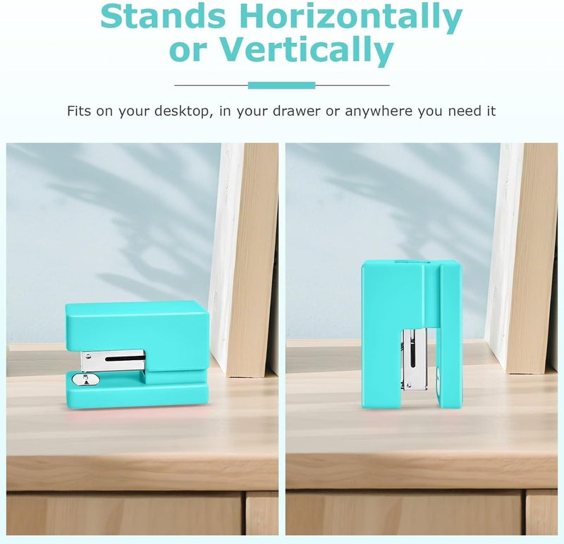 Yzkula Mini Stapler - Small Cute Desk Staplers - 25 Sheet Capacity with 830 Staples and Staple Remover, Desktop Stapler for Office, School, Home, Green - Image 2